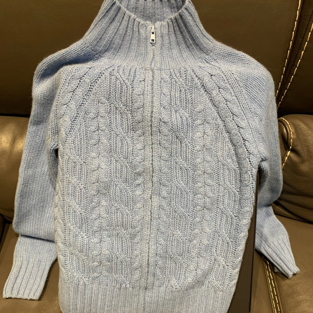 Lulu Bravo ladies blue cashmere zip up sweater 
Size S
